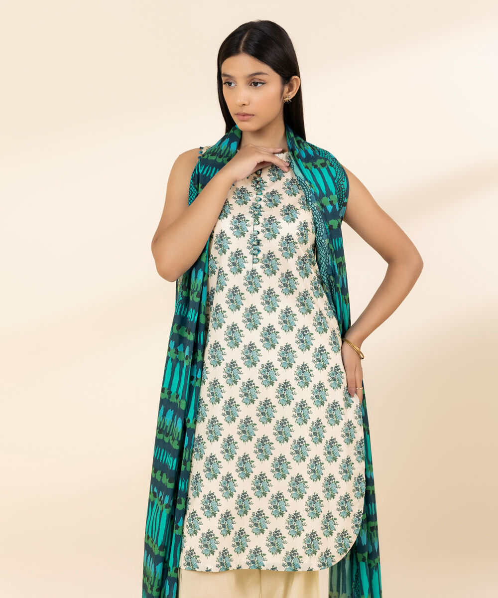 Women's Unstitched Lawn Printed Multi 3 Piece Suit