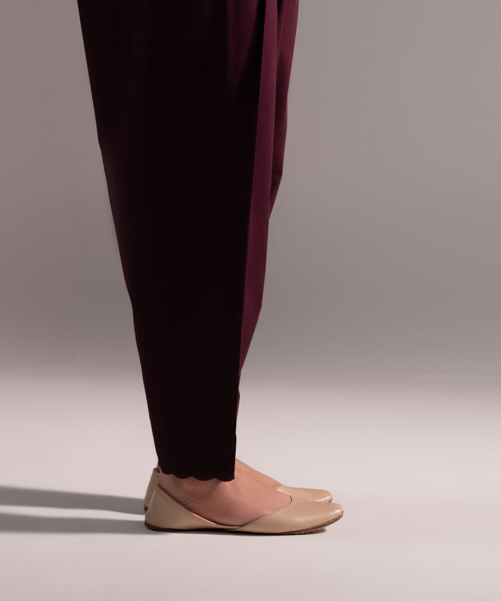 Women's RTW Cambric Solid Deep Brown Skinny Shalwar
