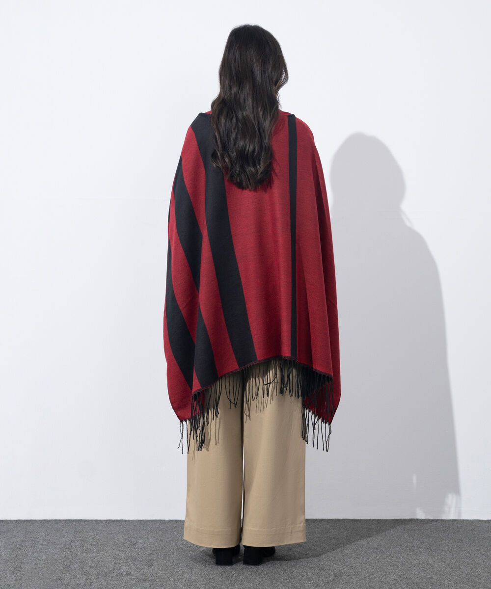 Women's Western Wear Red & Black Cape Shawl