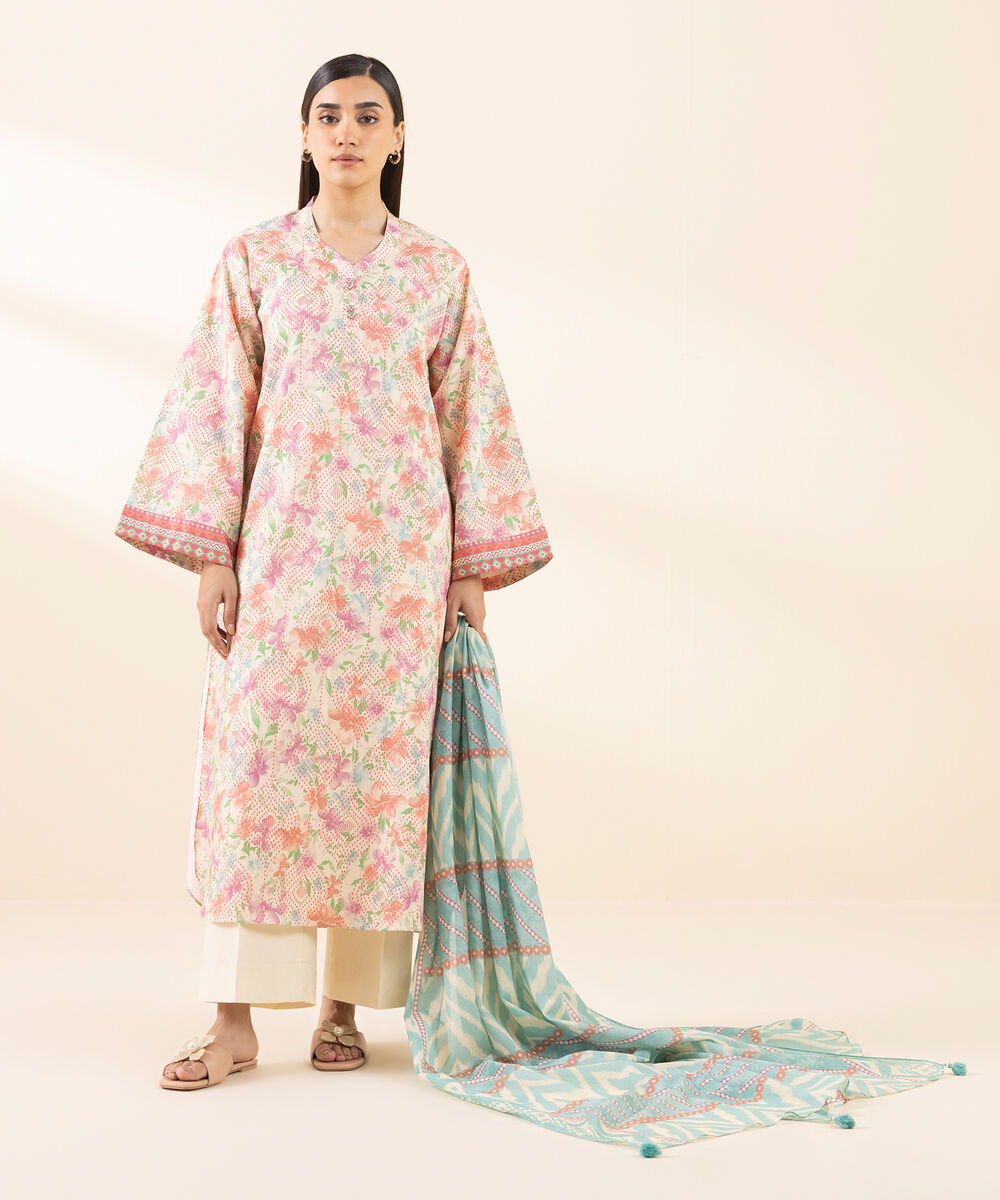 Women's Unstitched Lawn Printed Multi 2 Piece Suit