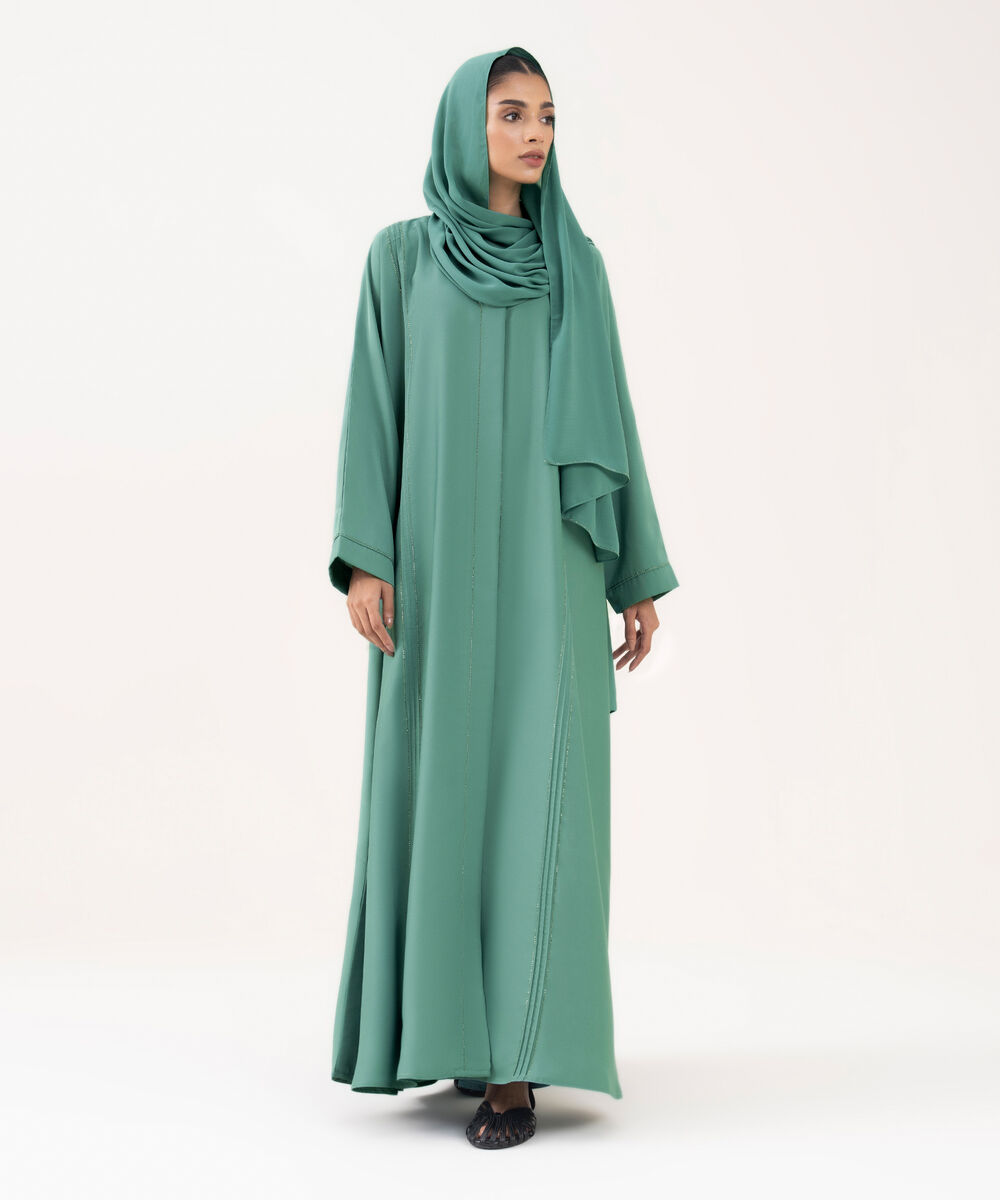 Women's Aqua  Polyester Abaya Set