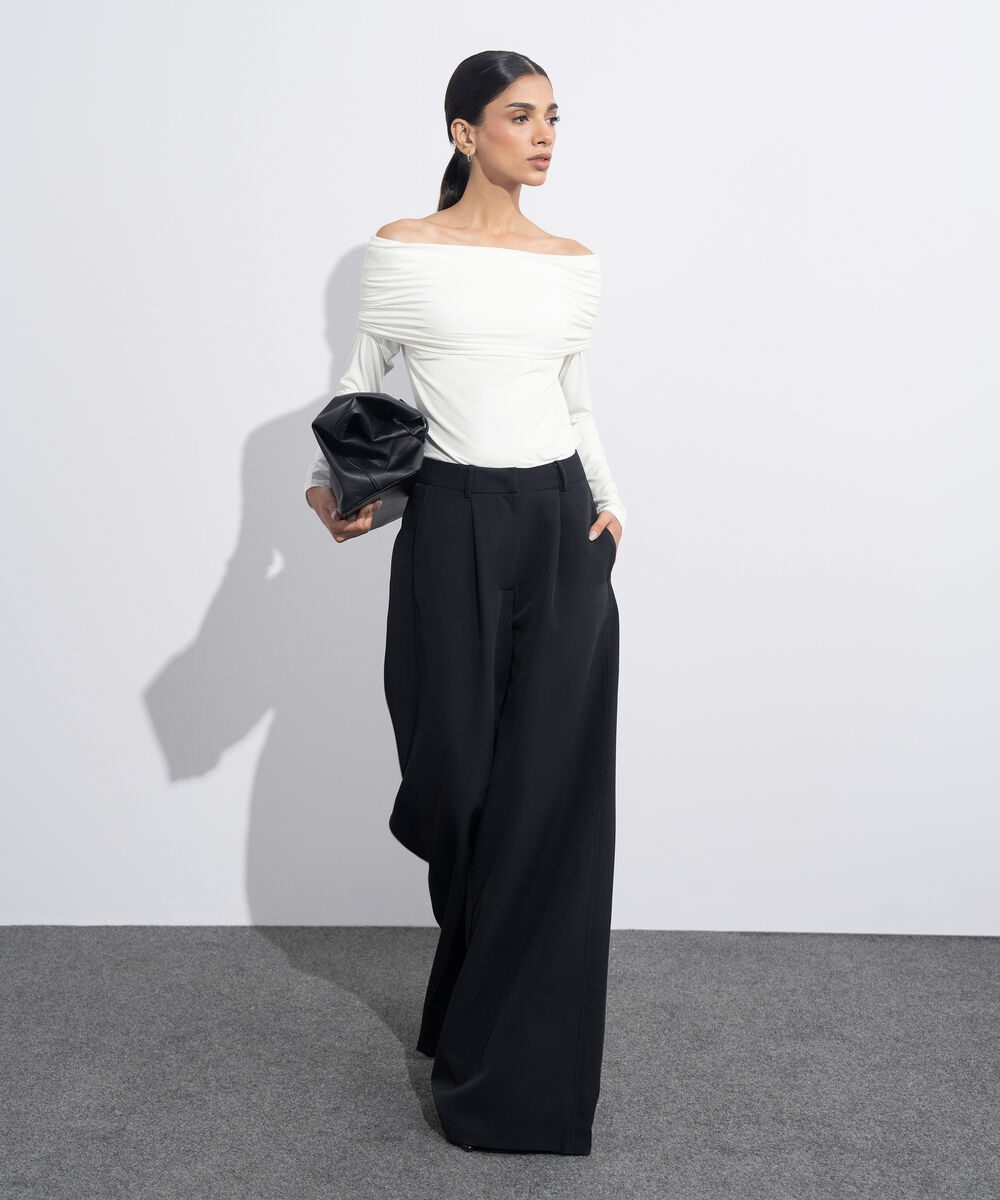 Women's Western Wear Black Flared Hem Tailored Trousers