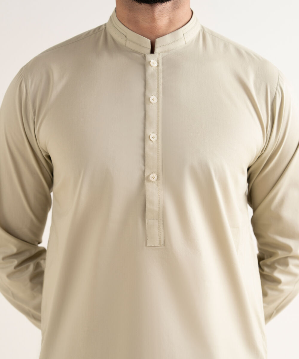 Men's Latha Plain Khaki Kurta Shalwar