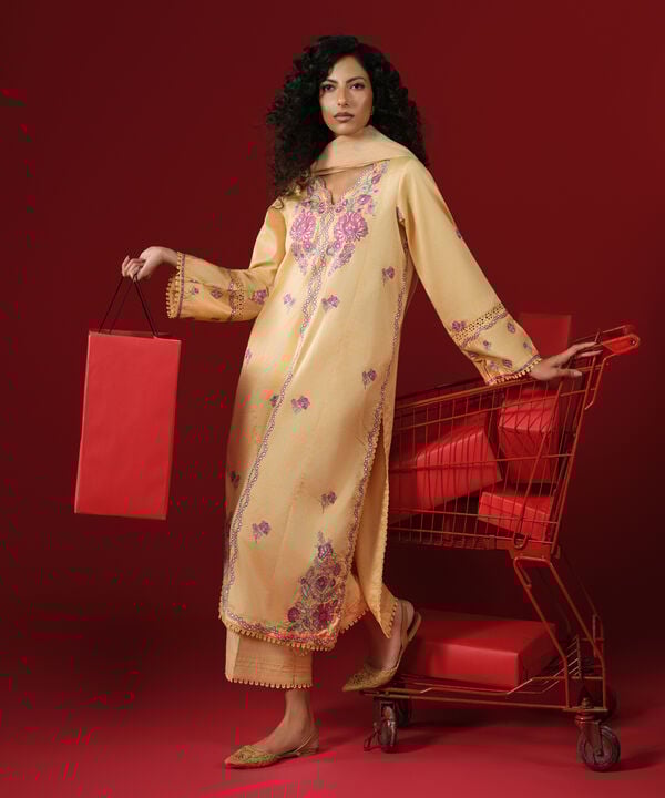 Embroidered Cotton Satin Shirt null