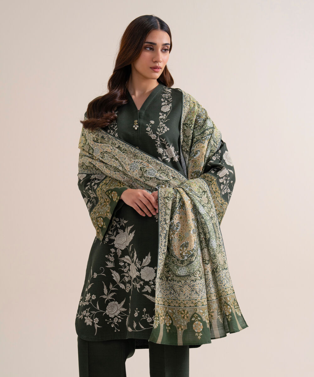 Women's Unstitched Lawn Printed Black 3 Piece Suit