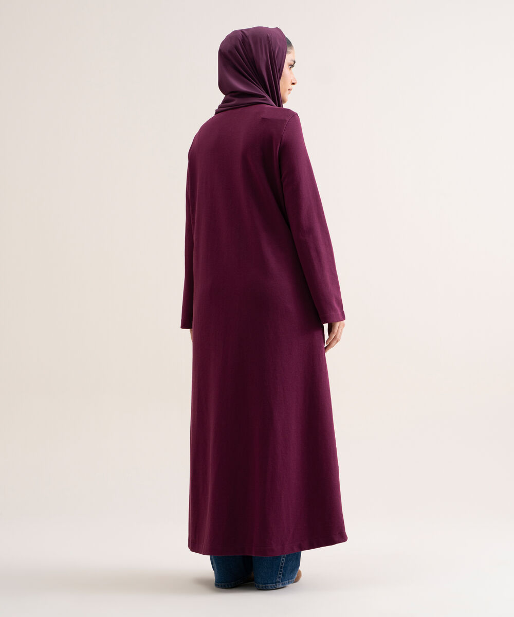 Women's Burgundy Knit Abaya Set