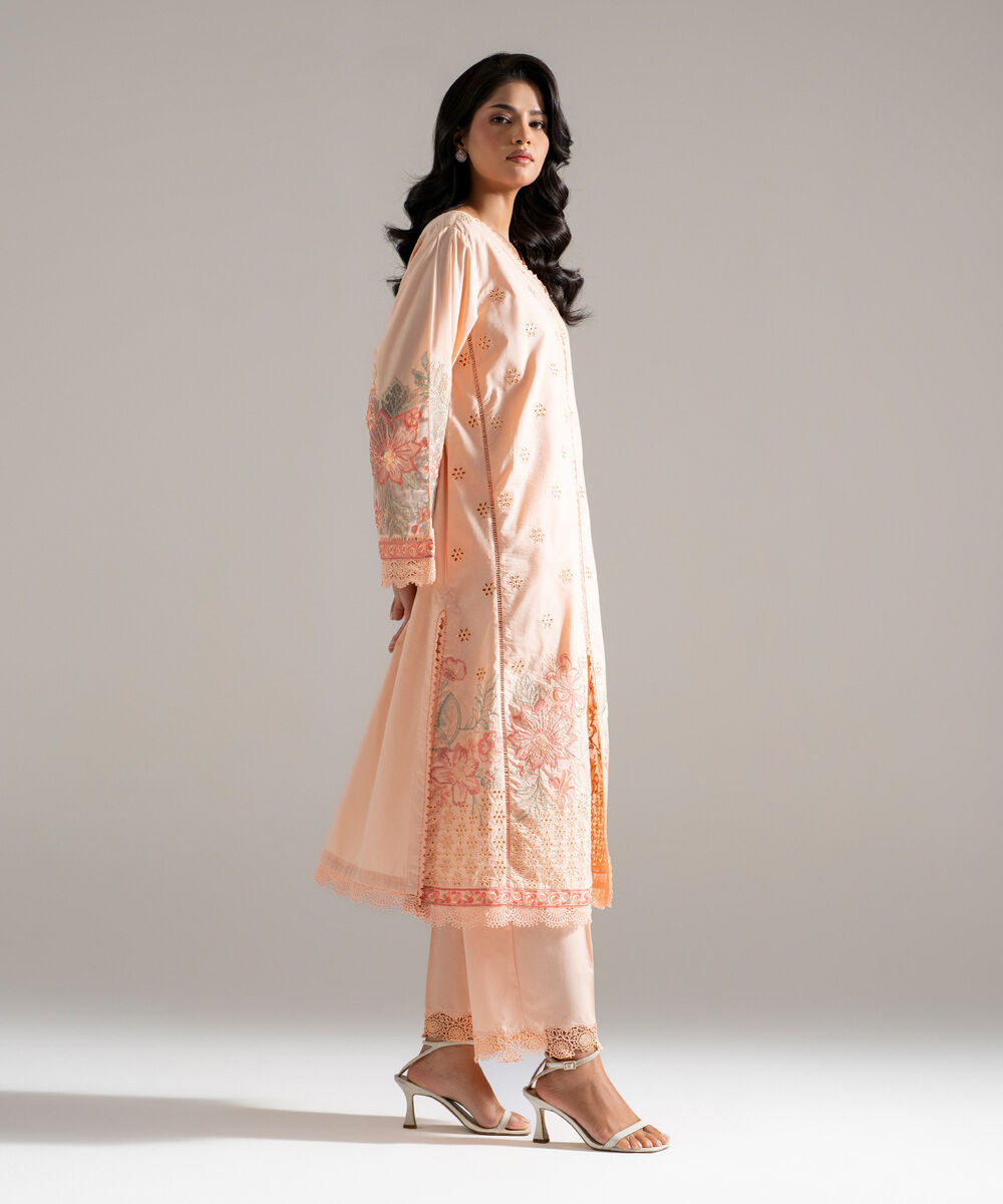 Women's RTW Lawn Embroidered Pink 2 Piece Suit