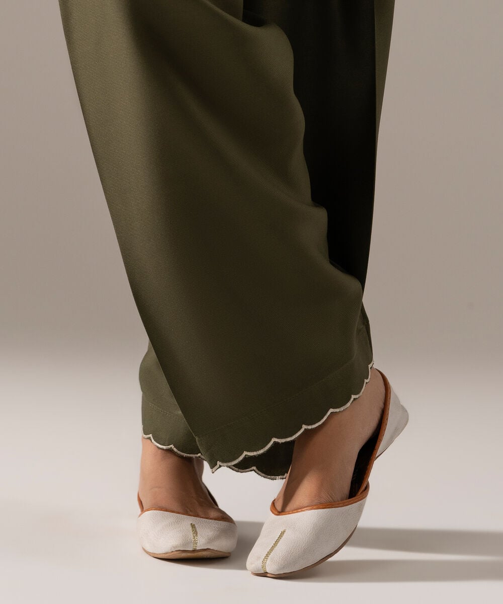 Women's RTW Bedford Solid Green Shalwar