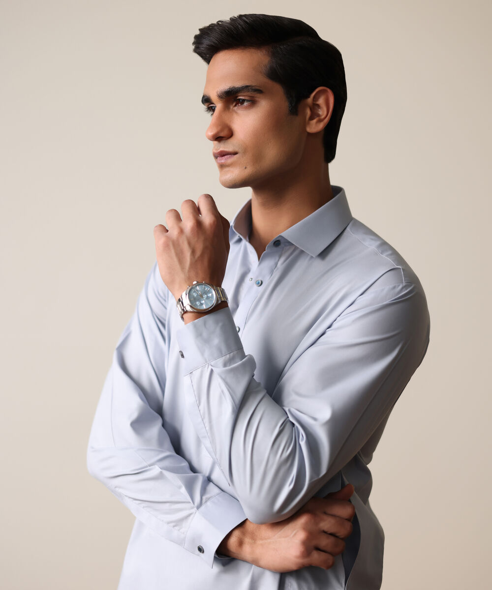 Men's Unstitched Two-Piece Soft Grey Premium Giza Cotton Suit