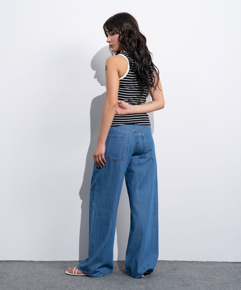 Women's Western Black And White Striped Sleeveless Tank Top