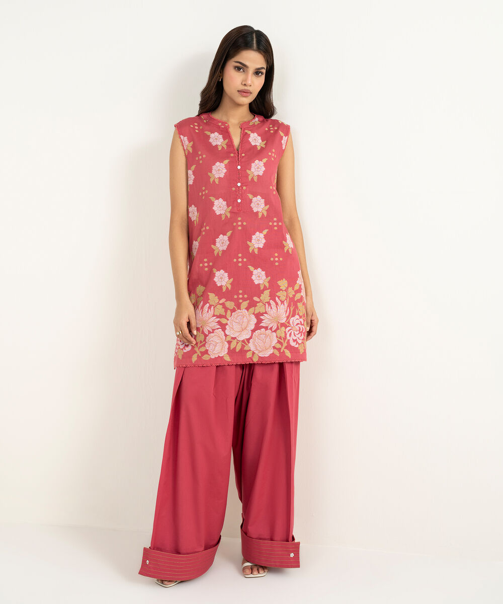 Women's RTW Extra Weft Jacquard Solid Pink 2 Piece Suit