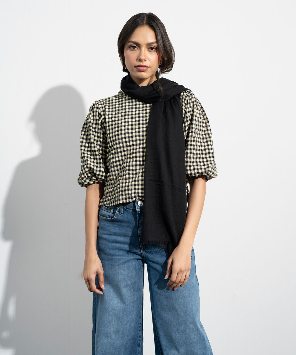 Women's Western Black  Rectangular Scarf