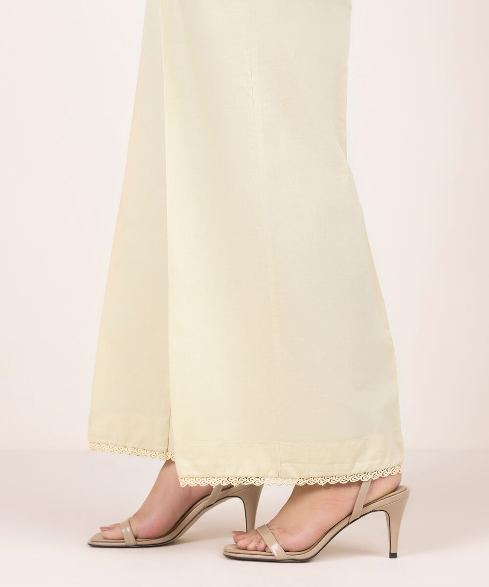Women's RTW Cambric Solid Yellow Culottes