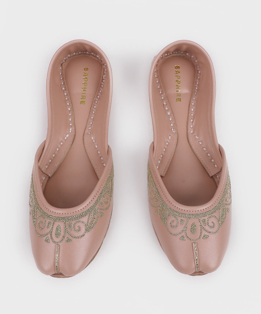 Woman - Pink Embroidered Khussas