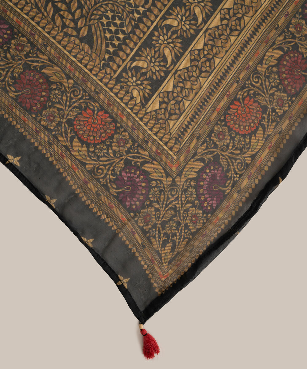 Women's RTW Blended Tissue Black Printed  Dupatta