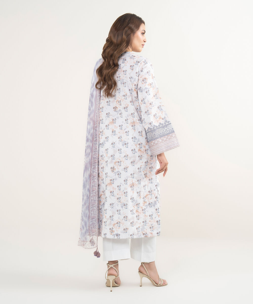 Women's Unstitched Lawn Embroidered Grey 3 Piece Suit