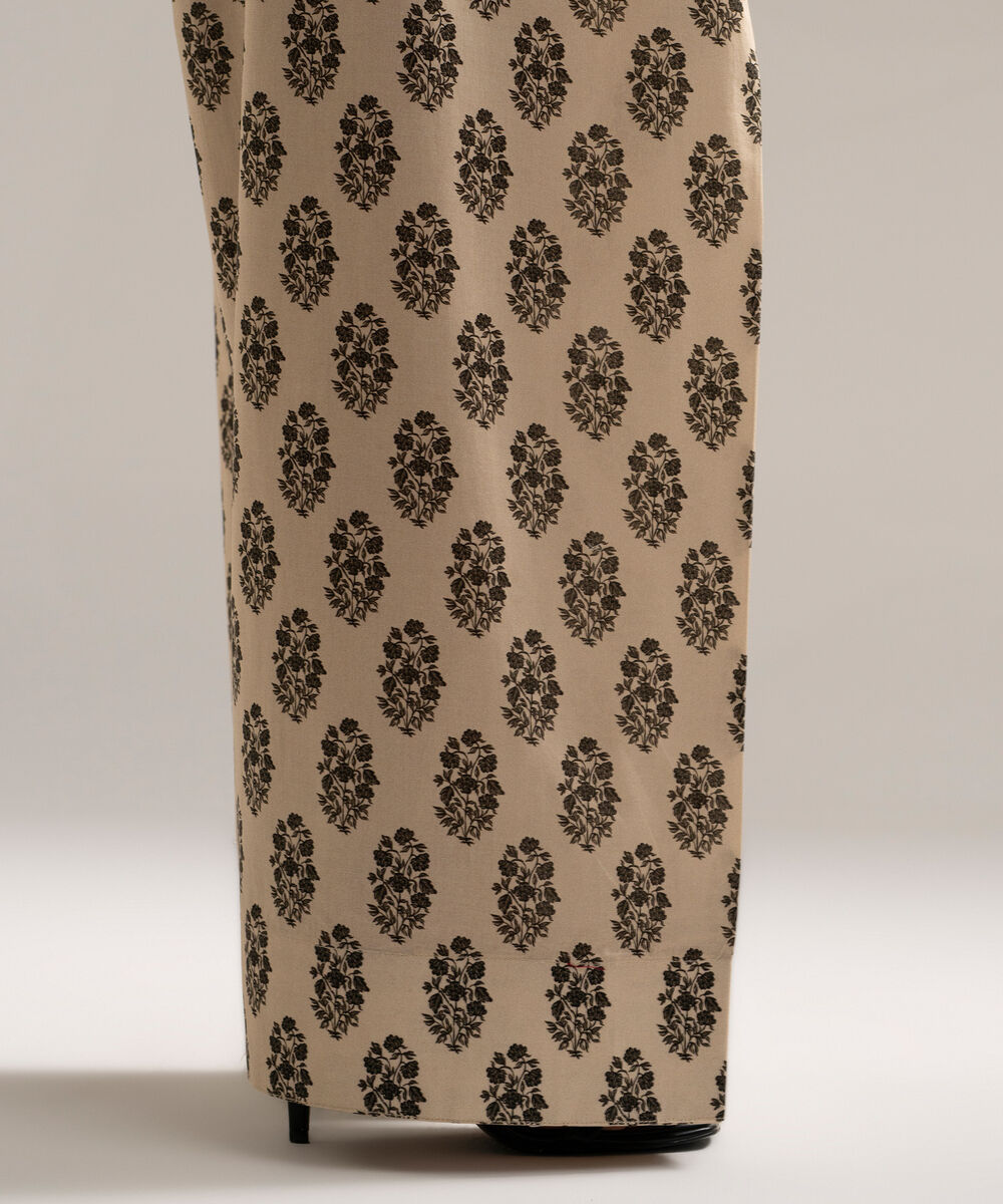 Women's RTW Cambric Printed Beige Farshi Shalwar