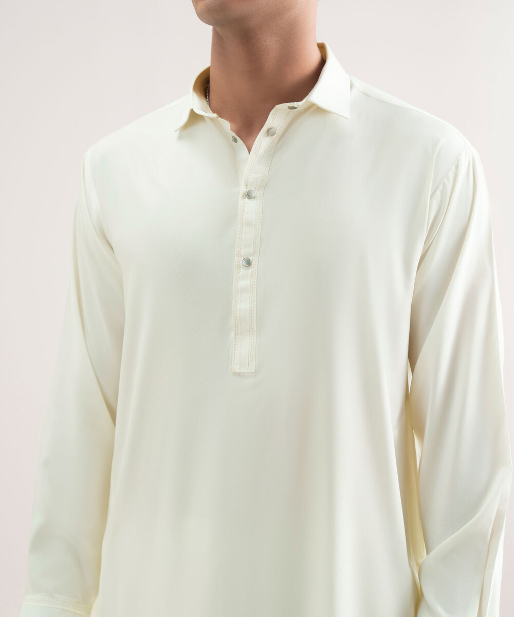 Men'S Stitched Light Cream Premium Wash And  Wear Suit