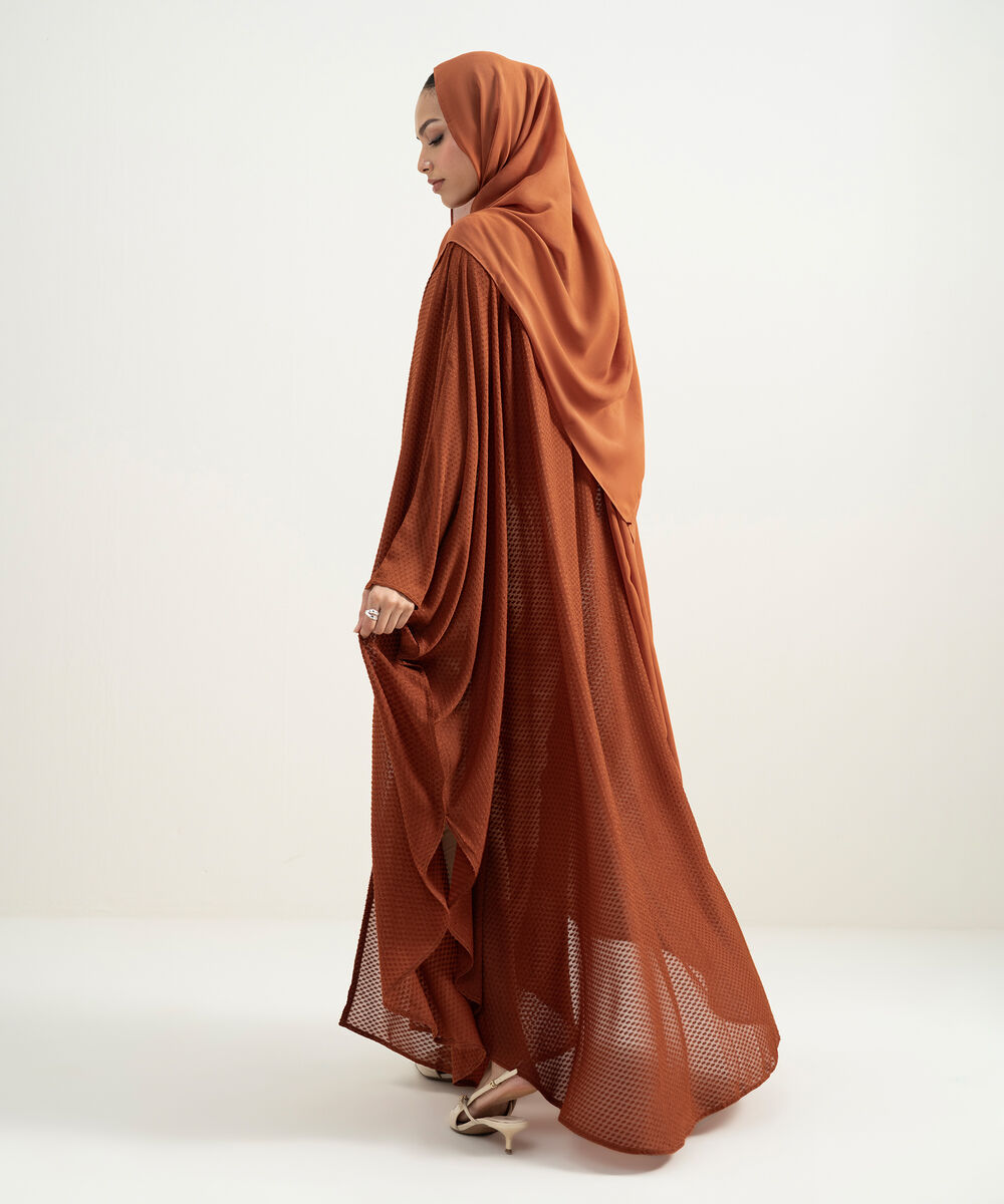 Women's Rust Kaftan Abaya Set