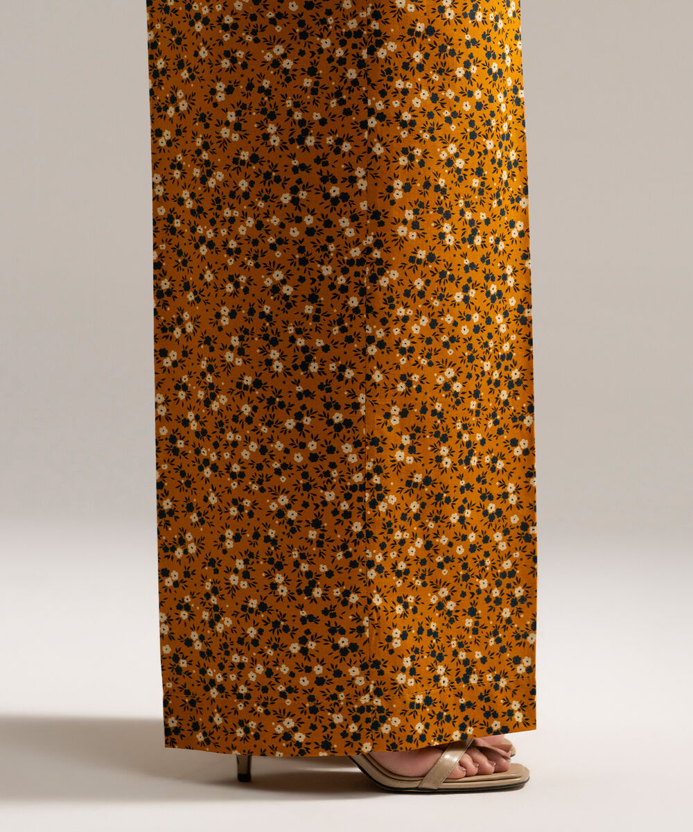 Women's RTW Cambric Printed Orange Straight Pants
