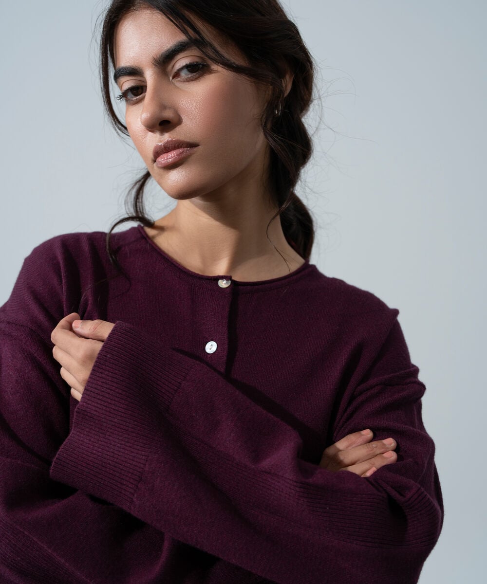 Women's Western Wear Merlot Short Knit Cardigan