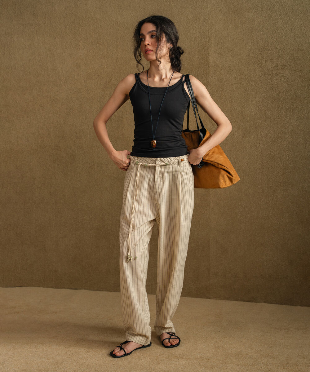 Women's Multi Stripe Printed Slouchy Trousers
