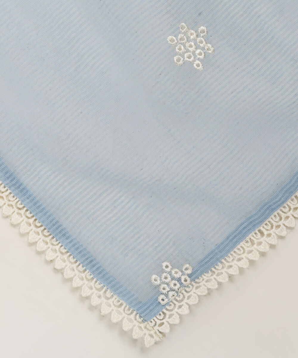 Women's RTW Textured Karandi Embroidered Blue Dupatta