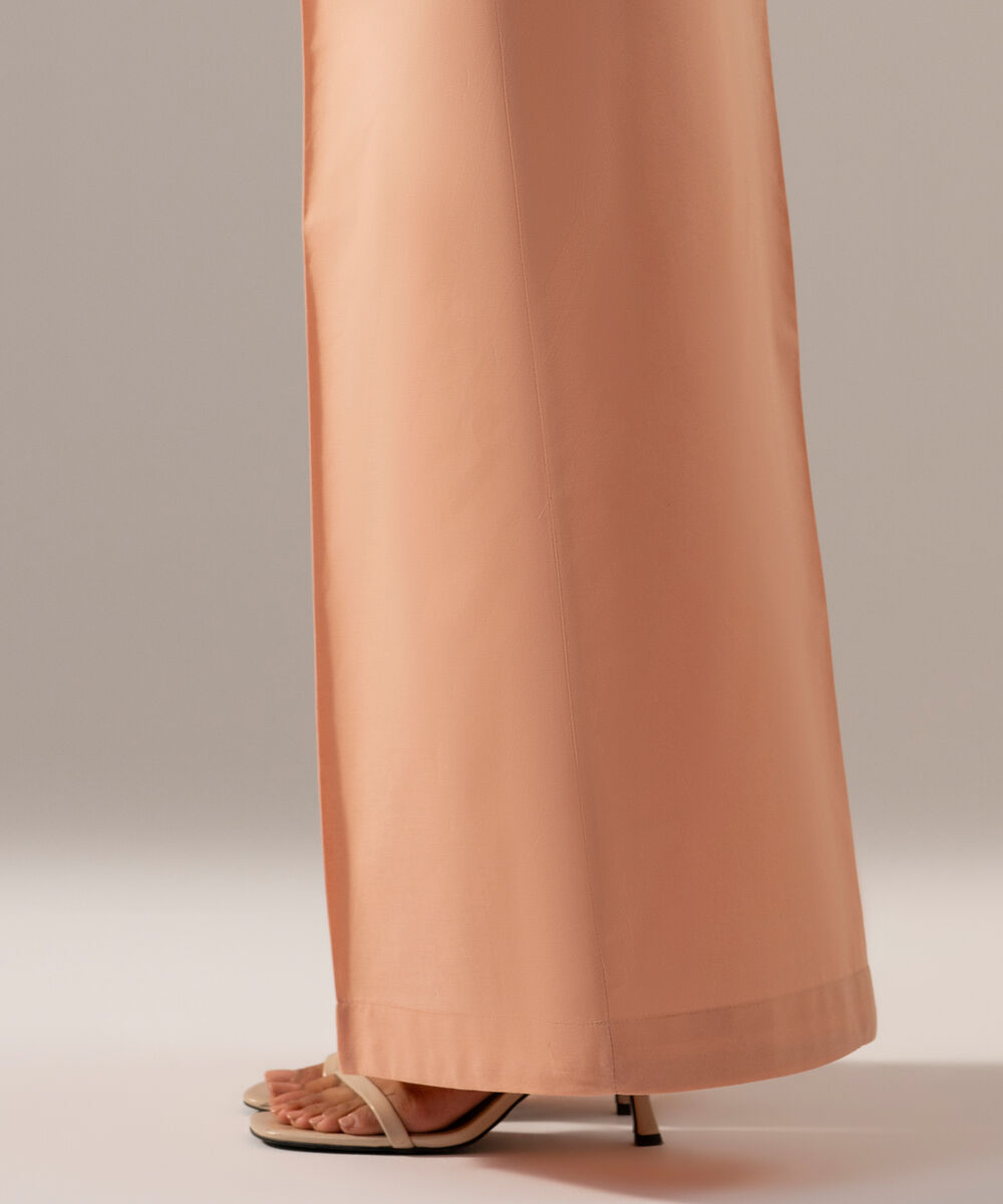 Women's RTW Cambric Solid Peach Flared Pants