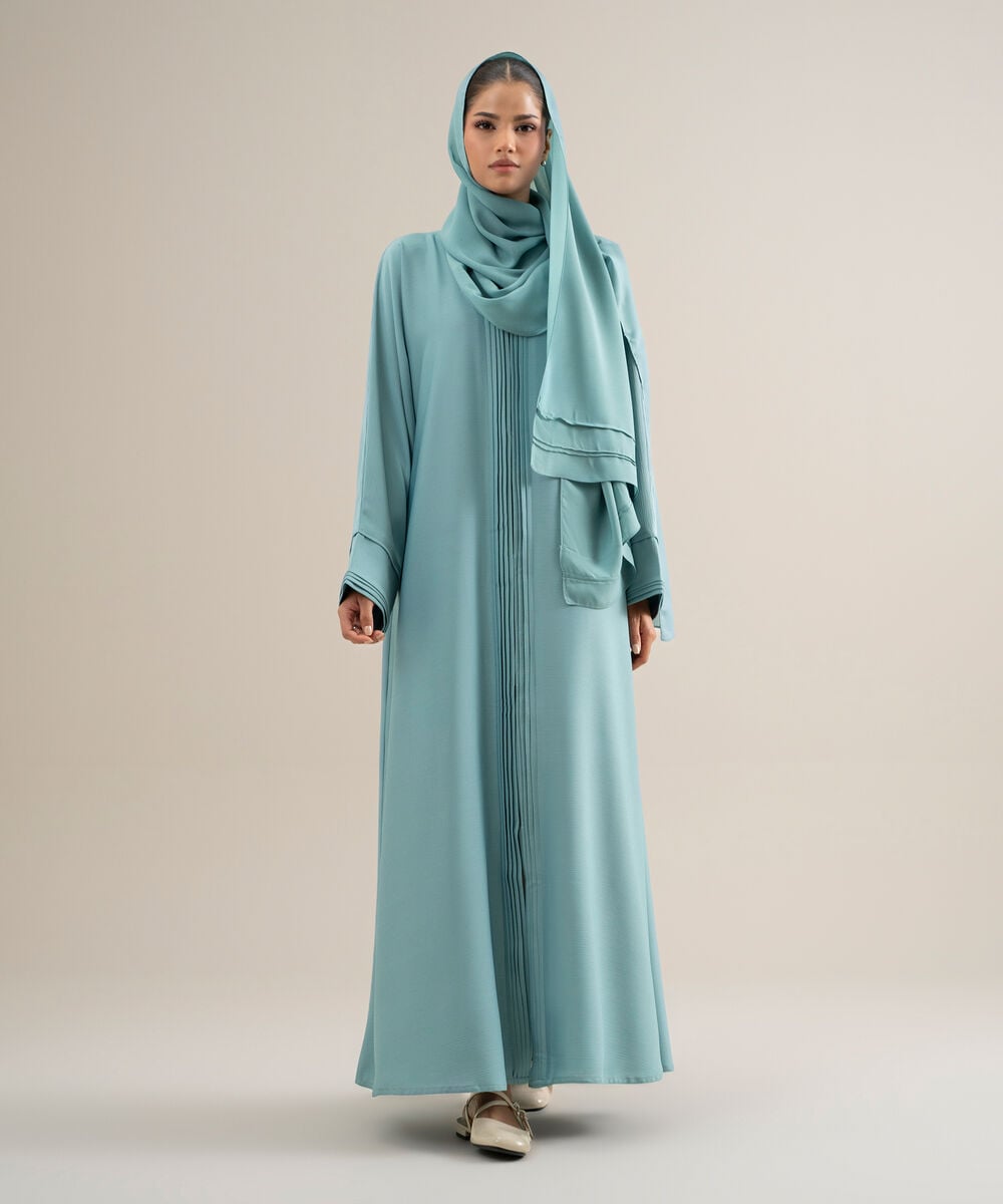 Women's Polyester Blue Kimono Abaya Set