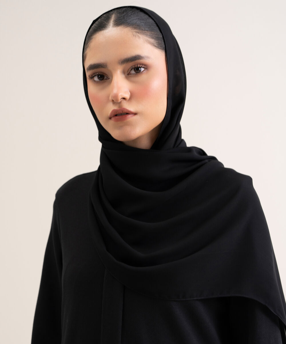 Women's Black Knit Abaya Set