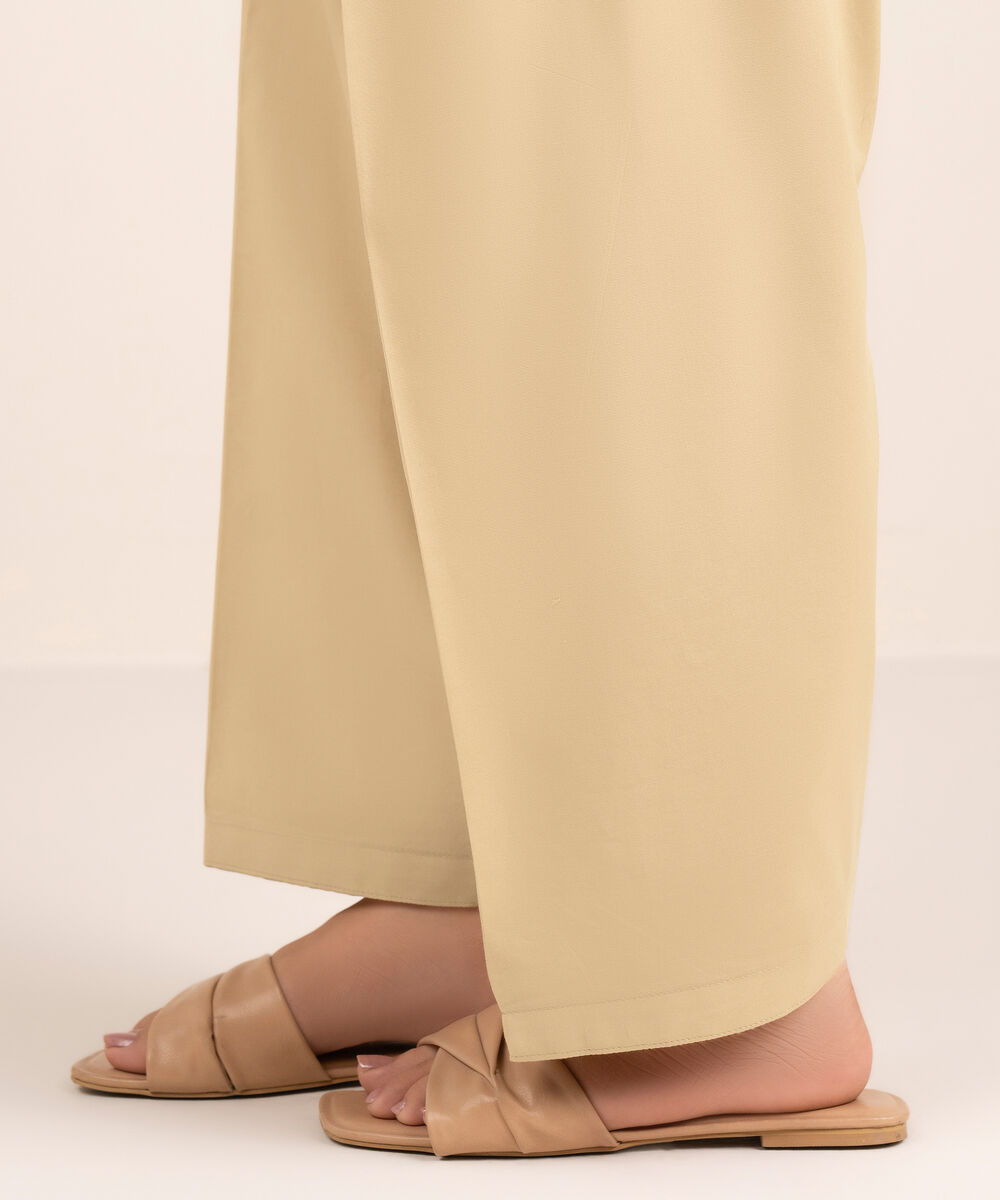 Women's RTW Cambric Solid Beige Shalwar