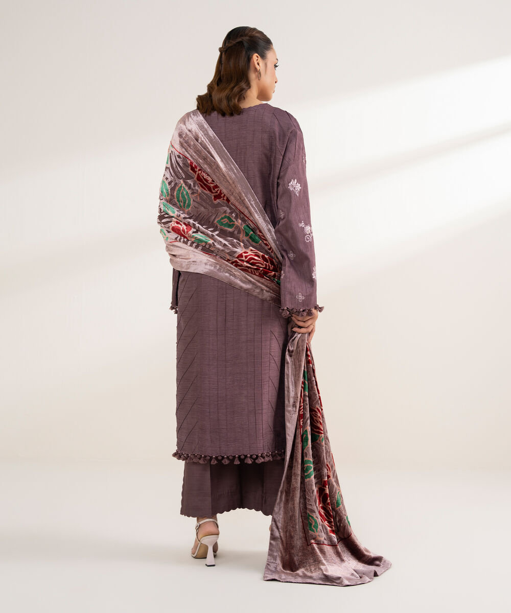 Women's Unstitched Viscose Raw Silk 3 Piece Suit