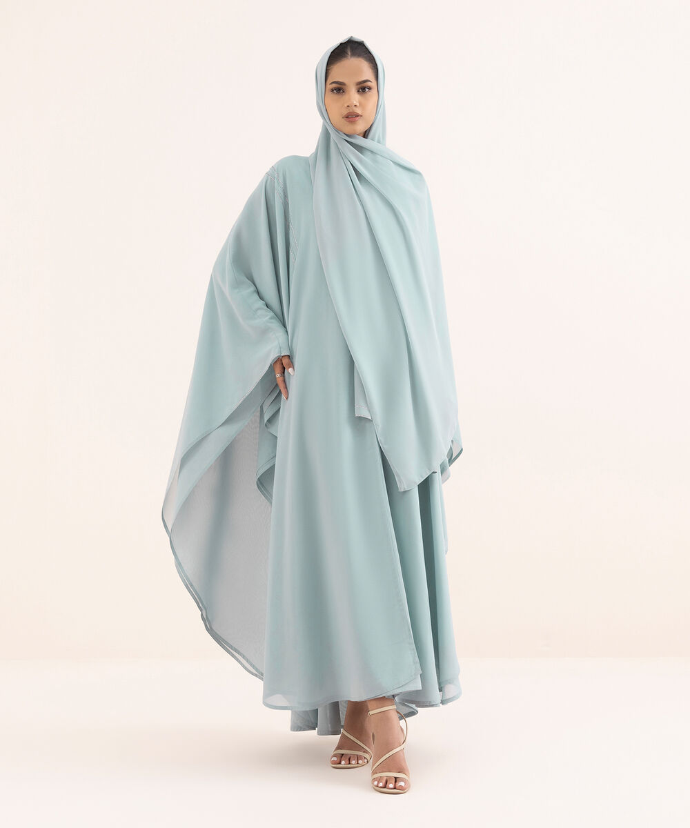 Women's Blue Nida Abaya Set