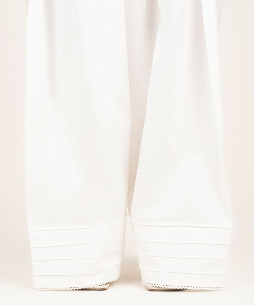 Women's RTW Lawn Solid White Farshi Shalwar