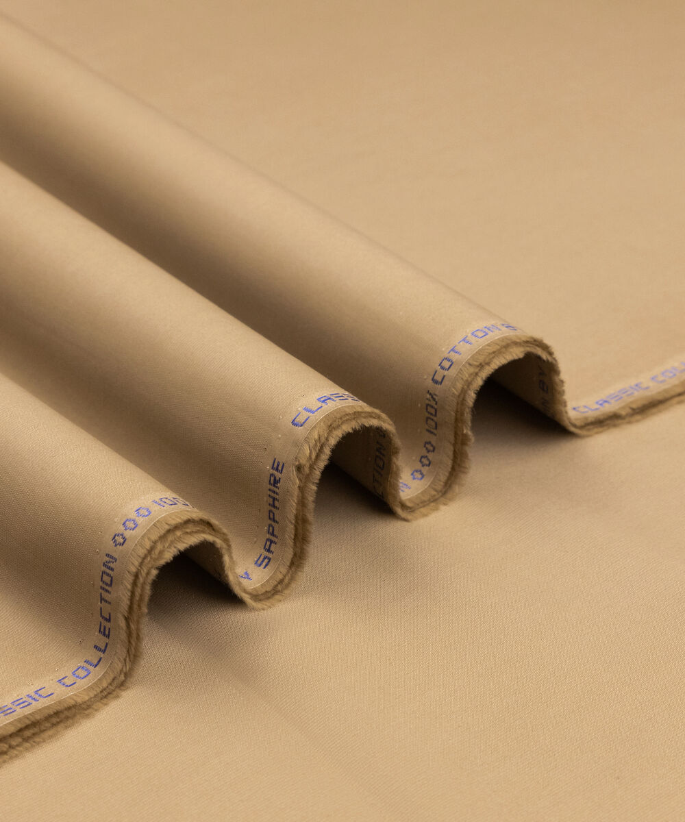 Men's Unstitched Two-Piece Khaki Premium Cotton Dobby Suit