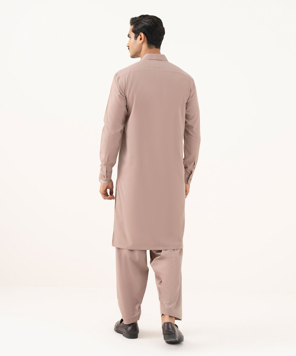 Men's Oxford Embroidered Mauve Kurta Shalwar