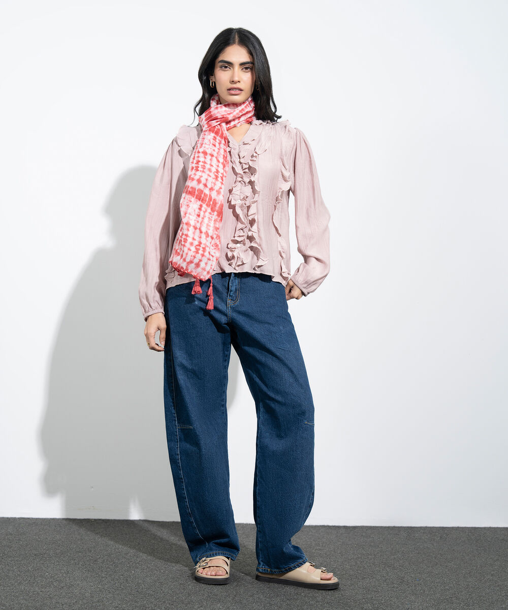 Women's Western Brown Printed Rectangular Scarf