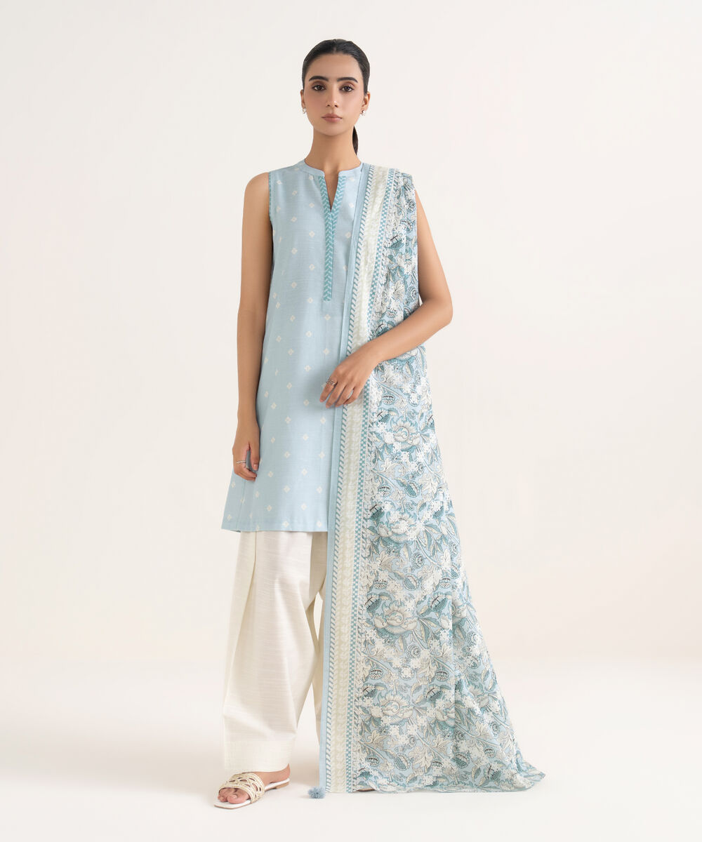 Women's Unstitched Light Khaddar Printed Multi Two Piece Suit