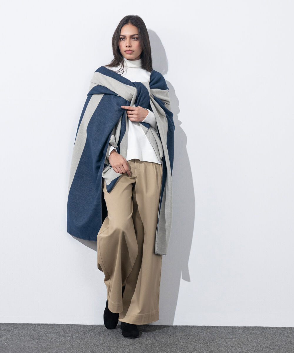 Women's Western Wear Navy & Grey Cape Shawl