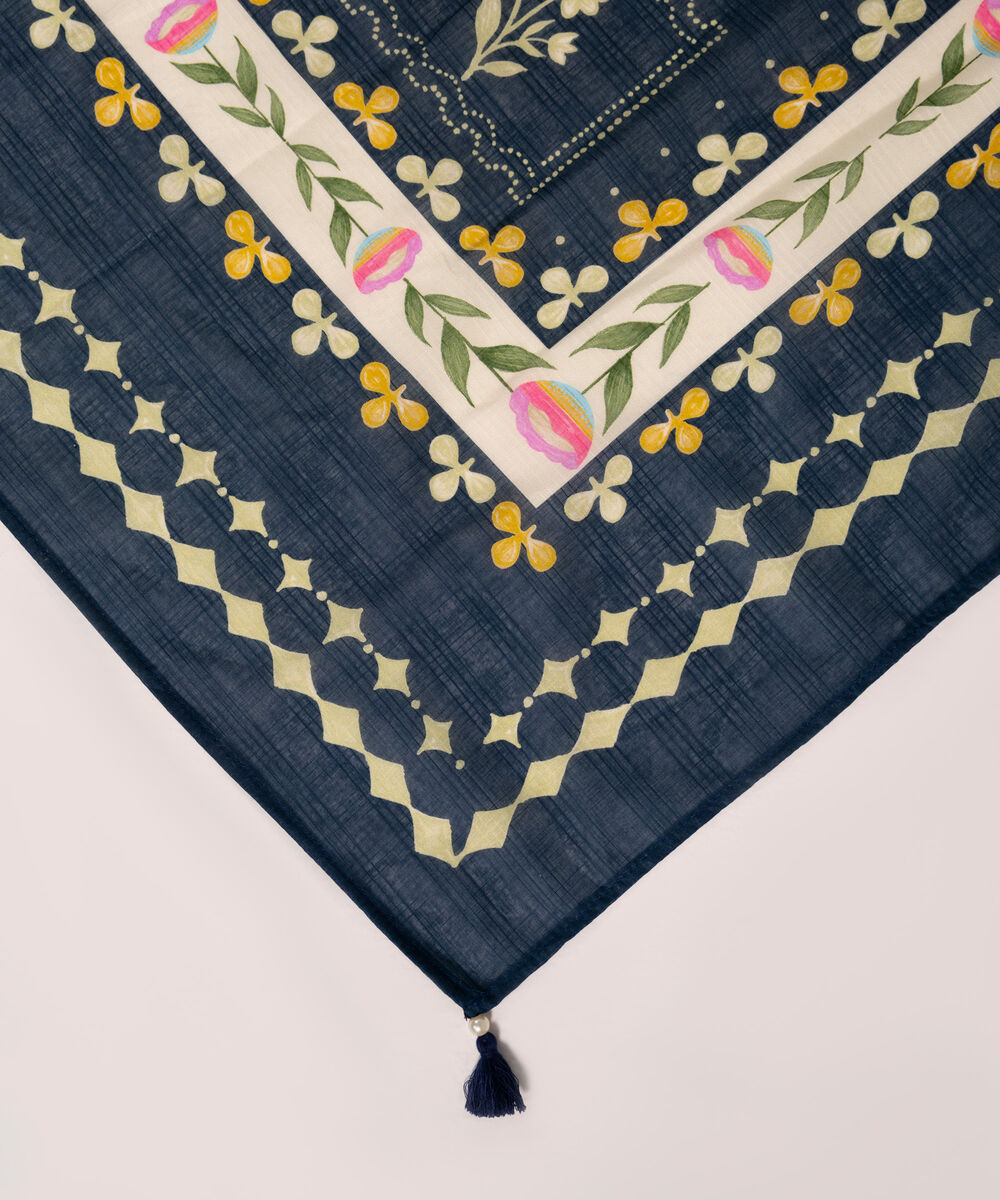 Lawn Printed Dark Blue Dupatta