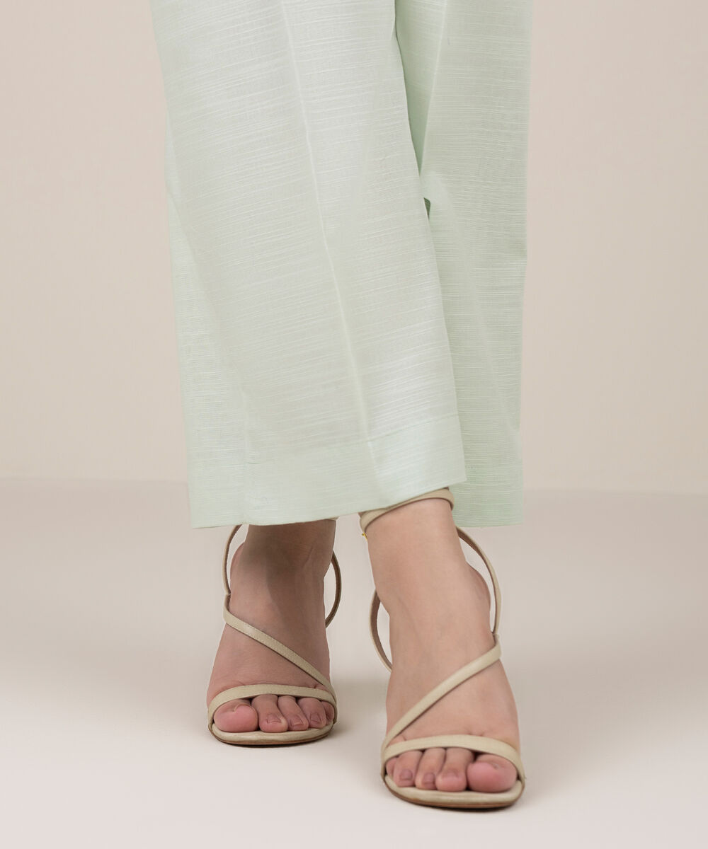 Women's RTW Khaddar Solid Mint Green Culottes