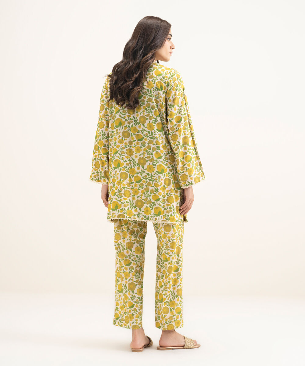 Women's RTW Arabic Lawn Printed Yellow Straight Shirt