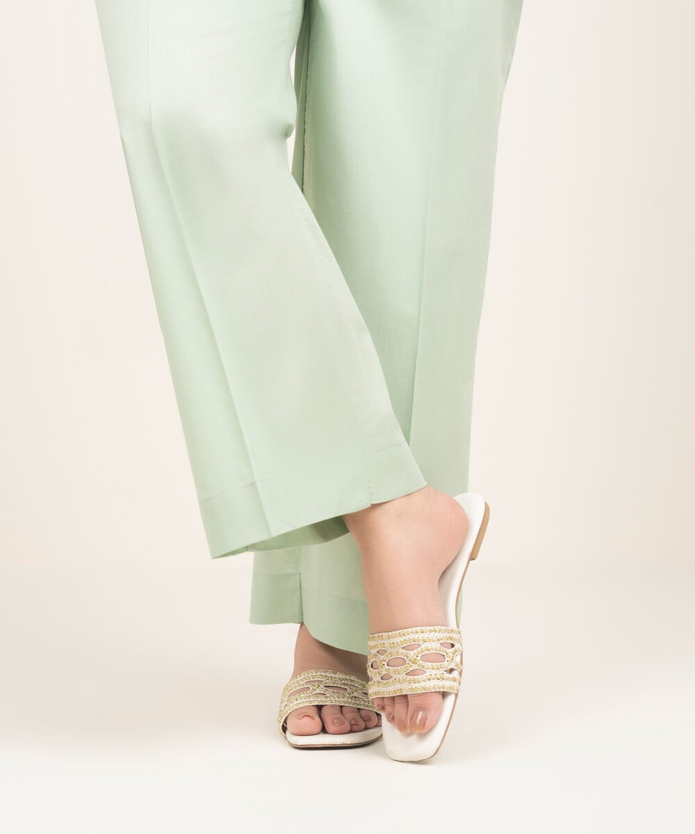 Women's RTW Lawn Solid Green Culottes
