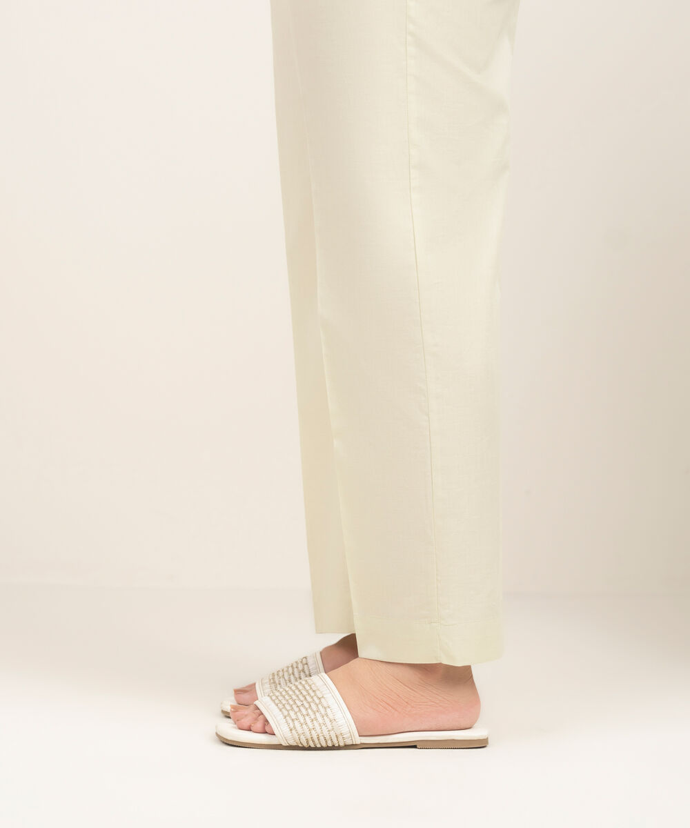 Women's RTW Lawn Solid Green Straight Pants