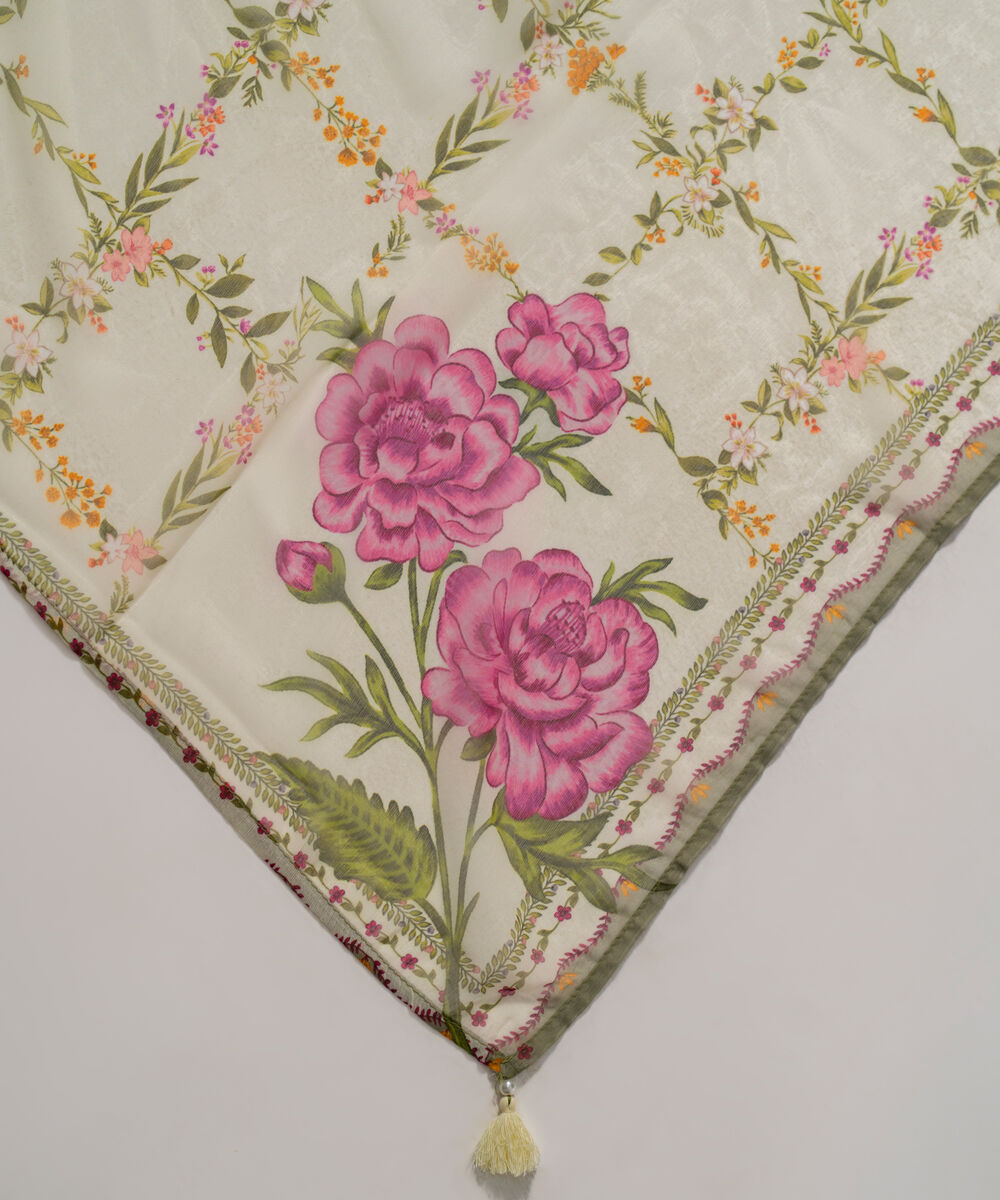 Women's RTW Blended chiffon Printed Green Dupatta