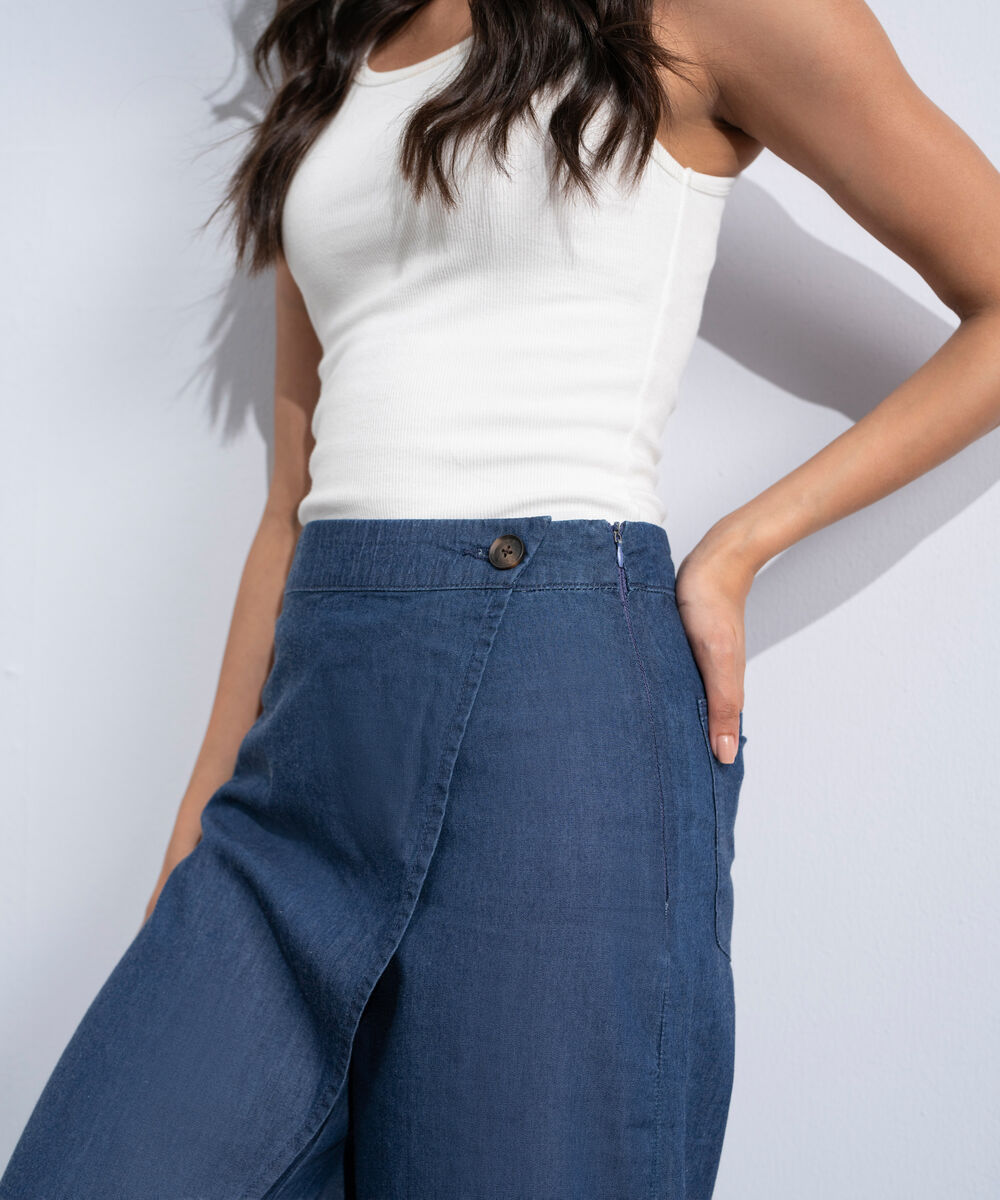 Women's Western Rinse Wash Wrap-Around Denim Trousers