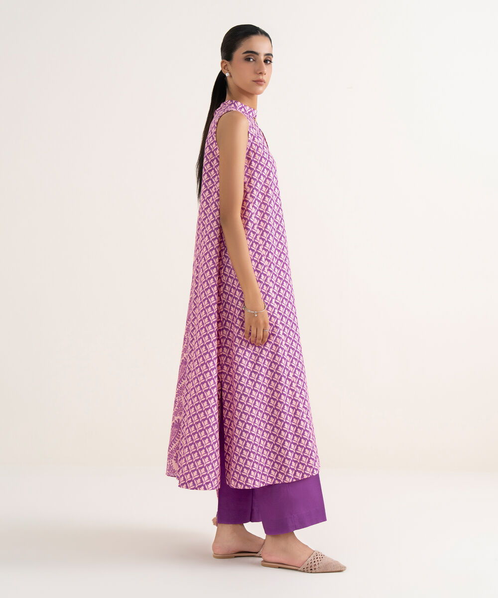 Women's Unstitched Lawn Printed Magenta Three Piece Suit