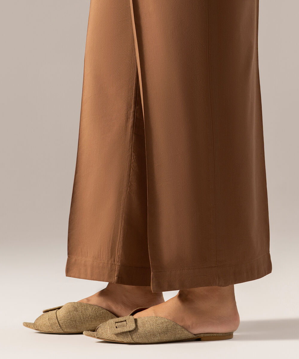 Women's RTW Solid Brown Cotton Viscose Culottes