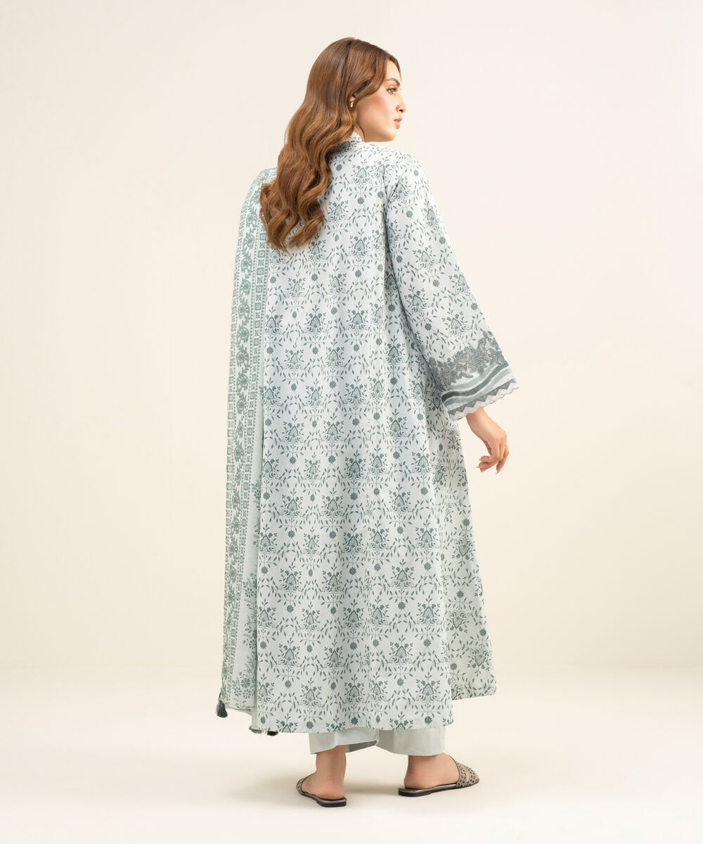 Women's Unstitched Lawn Embroidered Grey 3 Piece Suit