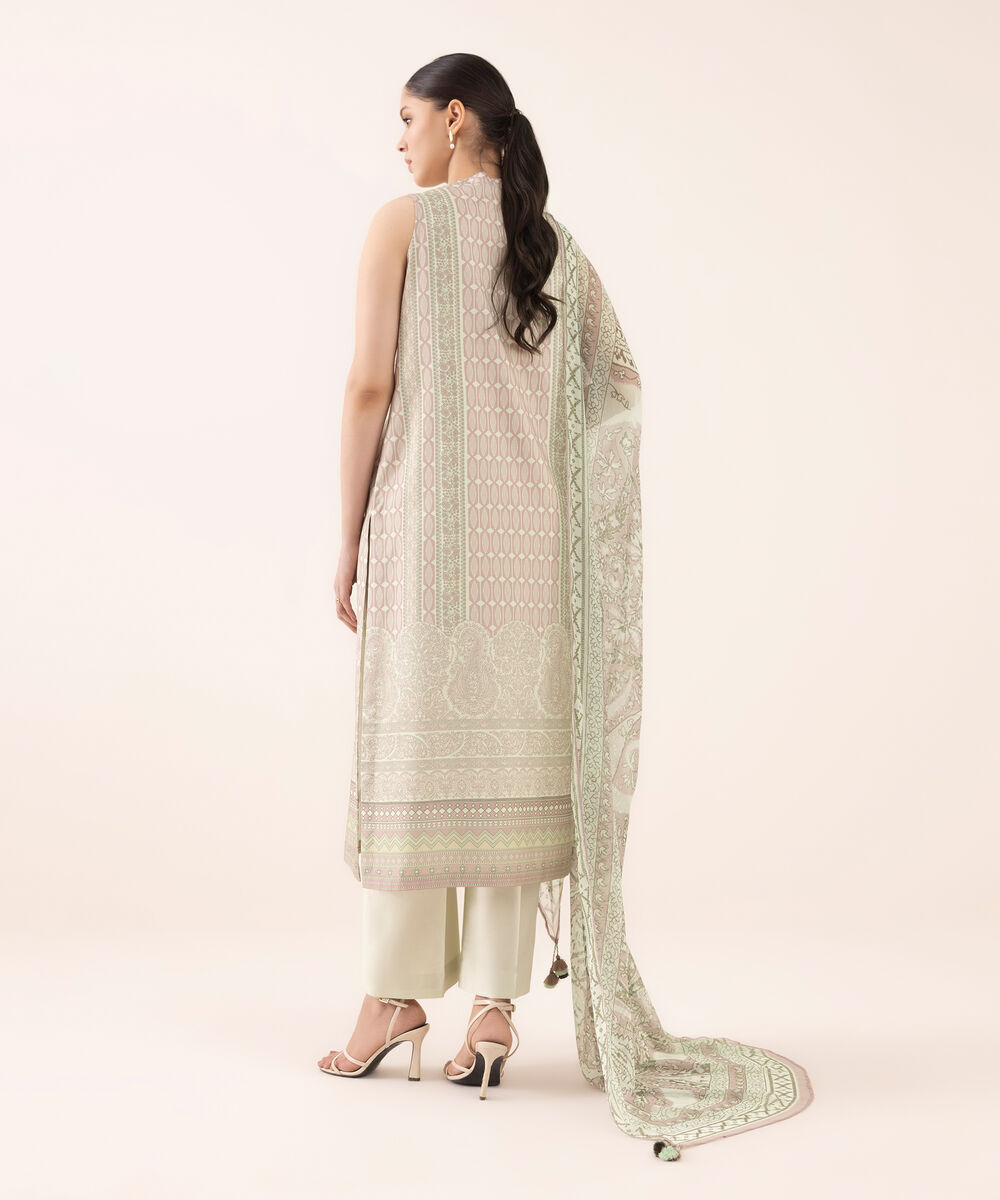 Women's Unstitched Lawn Printed Multi Three Piece Suit